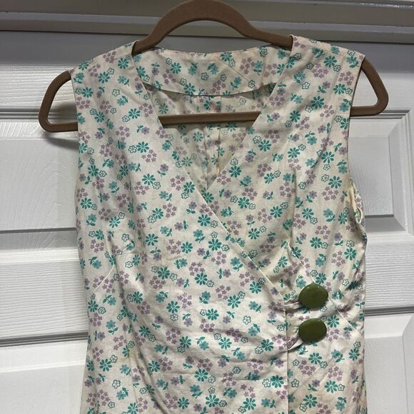 Vintage Handmade Floral Print Wrap Dress sz M - Picture 6 of 6